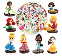8 Pcs Personaggi Principesse Per Torta, 50 Pcs Adesivi, Topper Torta, Cake Action Figure, Decorazioni Compleanno, Kit Festa Principesse