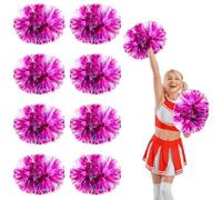 8 Pcs pom poms cheer,14.57inch with Handle style (rose red)