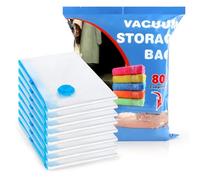 8 Pcs Sacchetti Sottovuoto Vestiti, ELEPRUC 80x60cm Sacchi Sottovuoto Piumoni Buste Sottovuoto Vestiti da Viaggio per Coperte, Piumino, Cuscini, Trapunte