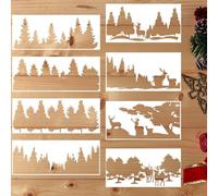 8 Pcs Stencils Della Parete di Natale, Stencils Riutilizzabili per Pittura su Legno, Inverno Albero Paint Stencils Della Parete per Pittura su Pareti Di Legno Mobili Del Tessuto Artigianato Arte