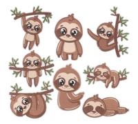 8 PCS Toppe Ricamate Con Bradipo Termoadesive Animali Toppa Abbigliamento