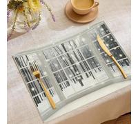 8 Pcs Tovagliette Americane Lavabili Grigio Antracite, 45X30Cm Tovagliette Colazione, Stampa Architettura Moderna Tovaglietta Foresta Invernale, Tovaglietta Colazione Per Tavolo Da Cucina