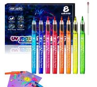 8 Pcs Uv Neon Face Paint Pens, UV Glow Face and Body Paint Markers Set, Glow In The Dark Faces Paints Marker, Glows In The Dark Washable Multi-Sur Art Pens, for Temporary Tattoo (1set)