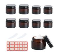 8 Pcs Vasetti Vetro Ambrato 20ml 30ml 50ml, Barattoli Cosmetici Viaggio con Coperchio, 2 Cucchiaio e Adesivo, Contenitori Vuoti Crema Lozioni Polveri, Resistente UV, Prova di Perdite (20ml+30ml)