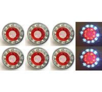 8 Pcss 24V LED Posteriore Bianco Rosso Rotondo Lampade Luci per Scania Man DAF