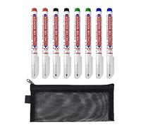 8 pennarelli, 1 astuccio, pennarello profondo con punta da 20 mm, adatto per legno, metallo, parete, plastica, cartone (nero, rosso, blu, verde)