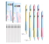 8 Penne Cancellabili con 10 ricariche,5 Stili Opzionali,0.5mm, Penna a Sfera Cancellabile, Asciugatura Ultra Rapida, per Studenti, Impiegati ecc (felice)