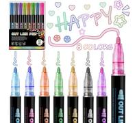 8 Penne Glitterate Colorate,Colori Pennarelli a Doppia Linea,Marcatori a Doppia Linea,Colori Pennarelli Glitter Metallici,per Disegno Artistico, Fare Biglietti di Auguri, Scrapbooking, Poster. (8)