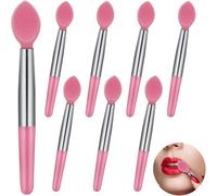 8 pennelli piccoli in silicone per labbra, riutilizzabili, mini pennelli per labbra, spatole per trucco labbra, accessori per il trucco per rossetti, lucidalabbra, balsamo per labbra, ombretto (rosa)