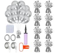 8 pesi pesanti per palloncini, pesi per palloncini a elio, con 50 palloncini, 1 pompa ad aria, 1 strumento per legare nodi, 2 rotoli di nastro, 2 strisce ad arco e 200 punti di colla, accessori per