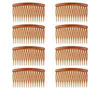 8 pettini per capelli in plastica a 15 denti, trasparenti, French Side Combs,pettini per capelli da infilare, vintage, decorativi, marrone scuro