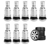 8 Pezzi 11.3mm Gambo Corto Della Valvola, 42 x 16mm Valvole A Vite In Lega, Valvole Universali per Cerchioni in Acciaio, Robusto Valvola Pneumatici in Metallo Vestito con Tappo Antipolvere per Auto