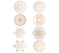 8 Pezzi 14 Cm Cartello da Parete nel Legno Fiore Della Vita un Forma di Sot1237