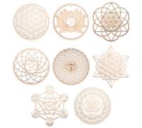 8 Pezzi 14 Cm Cartello da Parete nel Legno Fiore Della Vita un Forma di Sot4694