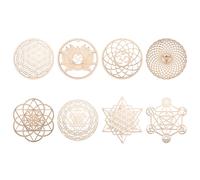 8 Pezzi 14 Cm Cartello da Parete nel Legno Fiore Della Vita un Forma di Sot9031