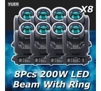 8 pezzi 200W LED con fascio ad anello spot luce a testa mobile con prisma rotante 18 effetto arcobaleno DMX512 luci da palcoscenico per discoteca