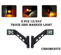 8 Pezzi 3 Funzione Lato Leva Indicatore LED Luci Lente Trasparente Trailer Truck