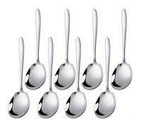 8 pezzi/4 pezzi/2 pezzi/1 pezzo Mestolo da zuppa in acciaio inossidabile di grandi dimensioni, cucchiaio da portata spesso e durevole per buffet di hotel e ristoranti, stoviglie, cucchiaio da dessert,
