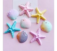 8 pezzi/4 pezzi Assortimento di decorazioni a tema marino con stelle marine, conchiglie, ricci di mare per la casa, decorazioni per acquari, regali, fai da te per cover di telefono/charm/portachiavi/f