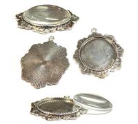 8 pezzi 4 pezzi Charm Lunetta Vuota Vassoio Medaglioni Metallo Ciondoli Montature Gioielli Rotondo 4 Pezzi Chiaro Vetro Cabochon Kit Artigianato, 48mm x 42mm und 30mm Cabachon, Ottone Vetro, Senza