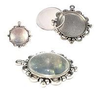 8 pezzi 4 pezzi Charm Lunetta Vuota Vassoio Medaglioni Metallo Ciondoli Montature Gioielli Rotondo 4 Pezzi Chiaro Vetro Cabochon Kit Artigianato, 42mm x 40mm und 30mm Cabachon, Vetro ottone vetro,