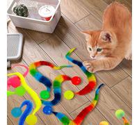 8 pezzi/5 pezzi/1 pezzo Giocattoli a forma di bruco elastici per gatti - Palla giocattolo interattiva per gatti da interno, giocattoli per animali domestici in poliestere durevole (colore casuale) Pal