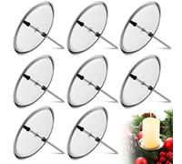 8 Pezzi 6 cm/2,4 Pollici Porta Candele per Corona dell'Avvento Portacandele in Metallo Supporto Piatto per Candele Candelabro da Tavolo Decorazioni per Natale Centrotavola Casa (Argento)