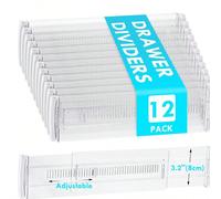 8 pezzi/6 pezzi/4 pezzi/2 pezzi/1 pezzo Set di divisori per cassetti trasparenti espandibili con estremità in schiuma, divisori regolabili per l'organizzazione e la conservazione di abbigliamento, bia