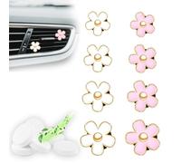8 Pezzi Accessori Auto Donna Clip Con Fiore Margherita per Presa D'aria Condizionata per Auto, Accessori Auto Rosa, Accessori Auto Interni, Diffusore Profumo Auto a Forma Fiore Con Clip(Rosa + Bianco)