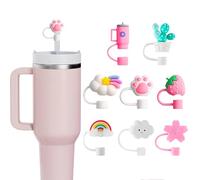 8 Pezzi Accessori per Stanley Cup, Portatile Tappo per Cannuccia Riutilizzabile, Tappo di Copertura Cannuccia in Silicone per Cannucce da 10 mm per Stanley Cup Accessori (Miscela Colori)