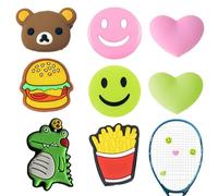 8 Pezzi Ammortizzatore da Tennis Ammortizzatore in Silicone per Racchetta Antivibranti per Racchette da Tennis Hamburger Patatine Emoji Cuore animale Forma per Tennis Badminton Racchetta da Squash