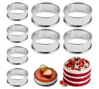 8 Pezzi Anelli da Forno, 10 cm Coppapasta Tondi e 8 cm Anelli Rotondi per Torte, Stampi per Mousse Tonda in Acciaio Inox, Antiaderente Rilascio Facile Anello per Pasticceria Rotondo per Muffin Mousse
