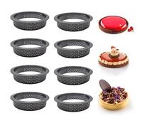 8 Pezzi Anello Circolare per Mousse di Forma, Anello per Crostata di Pasticceria Taglierina, Stampo per Torta, Adatto per Gli Amanti Della Torta fai da te, Utilizzato per Fare la Mousse(Nera)