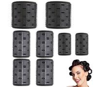 8 Pezzi Arricciacapelli Termici Riutilizzabili Bigodini Per Capelli Corti Capelli Medi Capelli Lunghi Varie Dimensioni (Nero)