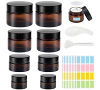 8 Pezzi Barattolo Cosmetico di Vetro, Contenitore in vetro barattoli 10 ml/20 ml/30 ml/50 ml, Barattoli cosmetici per creme cosmetici, lozioni, oli essenziali
