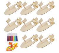 8 Pezzi Barche Vela Legno Fai Te Kit Creativo, Mini Barca Creativo per Pittura con 12 Penna ad Acquerello, Non Finita Barca a Vela in Legno Fai-da-Te, per Attività Educative Familiari e Scolastiche