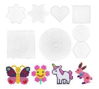 8 Pezzi Base Quadrata per Perline,Base per Perline da Stirare,Perlinea Fusione,Bambini Fai da TePerline Artigianali,Pannello ForatoPerline,Carta da Stiro per Bambini (A2)