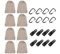 8 Pezzi Borsa Zavorra Portatile per Tenda e Gazebo Esterno, con 8 Borse Riempibili, 8 Moschettoni e 8 Clip, Pesi per Sabbia Stabilizzanti Contro il Vento per Campeggio, Tende Esterne, Tovaglie
