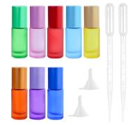 8 pezzi bottiglie di vetro roll-on, vuoto roll on oli essenziali, bottiglie profumi roll on, con 2 contagocce 2 tramoggie, per toner, olio essenziale, profumo, cosmetici, viaggio, uso quotidiano