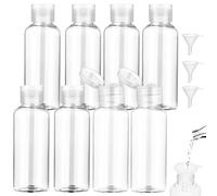 8 Pezzi Bottiglie di Viaggio Trasparente,100 ml Set di kit Viaggio accessori in Plastica con 3 Piccoli Imbuti,per Viaggi,Campeggio,Cura Della Pelle,Viaggi d'affari