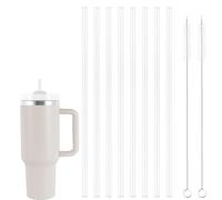 8 Pezzi Cannucce di Ricambio Trasparenti 31.5cm, Riutilizzabili Cannucce con 2 Spazzole per La Pulizia, Cannucce in Plastica Trasparente Tritan per Tazza da Viaggio Cup 30oz 40oz