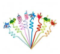 8 pezzi cannucce Sea World ricce, a spirale cannucce di plastica riutilizzabili pieghevoli adatte per bambini regali per feste di compleanno per adulti decorazioni per riunioni di famiglia