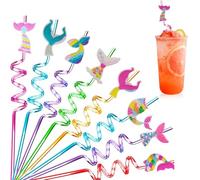 8 Pezzi Cannucce Sirena, Cannucce Sirena per Bambini, Cannucce Riccia,Cannucce Riutilizzabili Bambini Per Feste Di Compleanno Per Bambini, Decorazioni Per Feste Di Famiglia