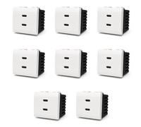 8 Pezzi Caricatore Doppio USB-C 45W, Compatibile Bticino Living Light, Presa USB Tipo C da Incasso, 2 Moduli, Ricarica Rapida 5V 9V 12V 15V 3A e 20V 2.25A, Bianco