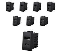 8 Pezzi Caricatore USB da Incasso 1 Modulo, USB-A QC 3.0 + USB-C PD 20W, Ricarica Rapida 5V 9V 12V, Compatibile Con Bticino Living International, Colore Nero, Serie MBL