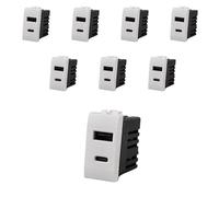 8 Pezzi Caricatore USB da Incasso 1 Modulo, USB-A QC 3.0 + USB-C PD 20W, Ricarica Rapida 5V 9V 12V, Compatibile Con Bticino Living Light, Colore Bianco, Serie MBL