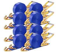 8 pezzi Carico 5000kg,Cinghie di ancoraggio 9m,Cinghie a cricchetto,50 mm Cinghia Di Fissaggio,Cinghie di serraggio con cricchetto e gancio,per il fissaggio professionale del carico di camion,Blu