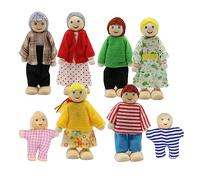 8 Pezzi Casa Delle Bambole Persone, Famiglia Di Legno Set, Felice Famiglia Accessori Regalo, Finta Casa Delle Bambole Per Ragazze Bambini Giocattolo