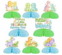 8 pezzi centrotavola a nido d'ape per bambini con gemelli a forma di dinosauro, per baby shower, decorazioni da tavolo, due piccoli dinosauri che si schiudono presto a tema dinosauro