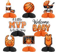 8 pezzi Centrotavola per baby shower a tema basket A Little MVP is On The Way Welcome Baby Honeycomb Centrepieces Basket Sport Tema Table Toppers Sport Ball Table Decor per ragazzi Baby Shower